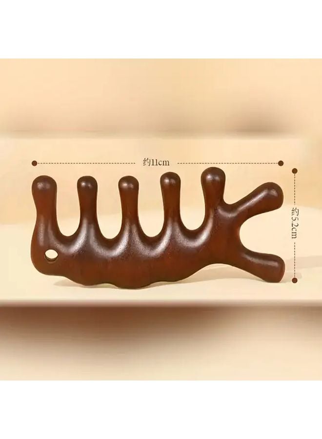 Brown Sandalwood Seahorse Massage Comb For Hair Scalp Care And Meridian Dredging - Image 4